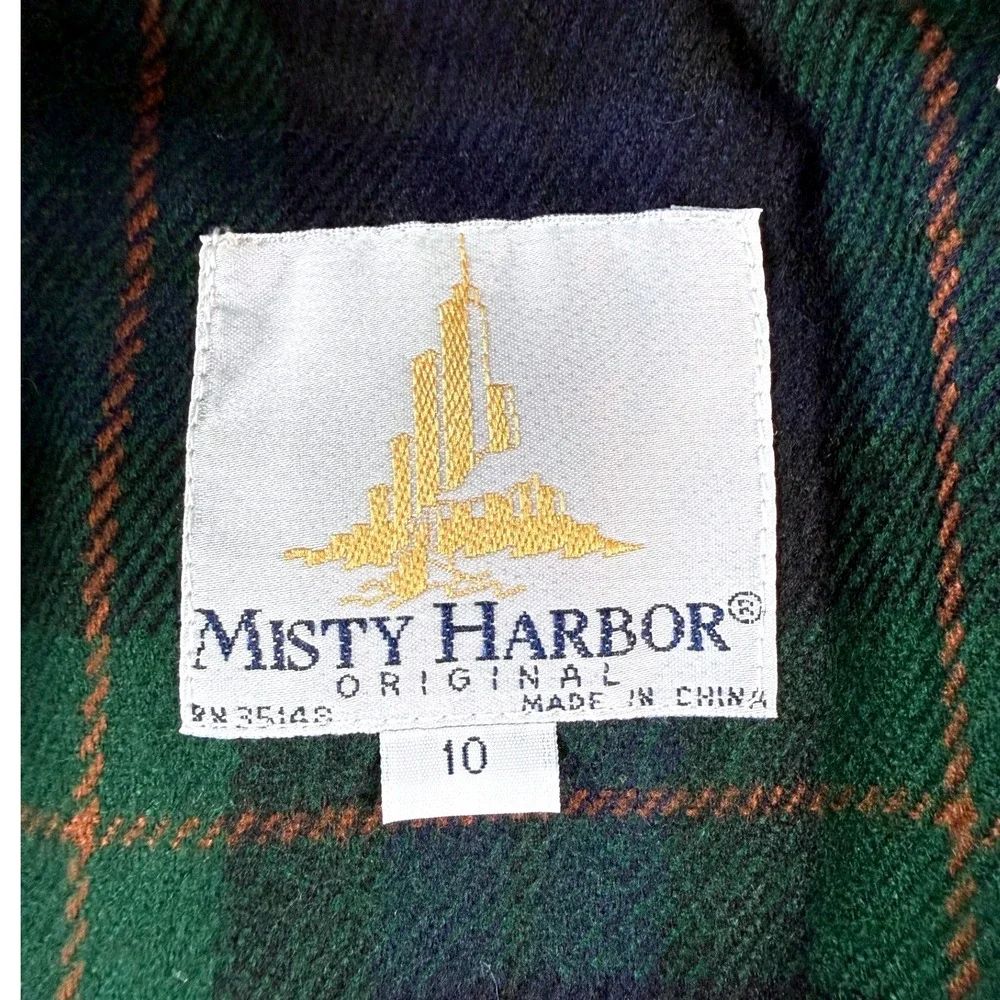 VTG Misty Harbor Original Trench Coat Women 10 Beige Plaid Lined Double Breasted